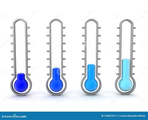 3d Rendering Of Thermometers Showing Cold Temperatures Stock