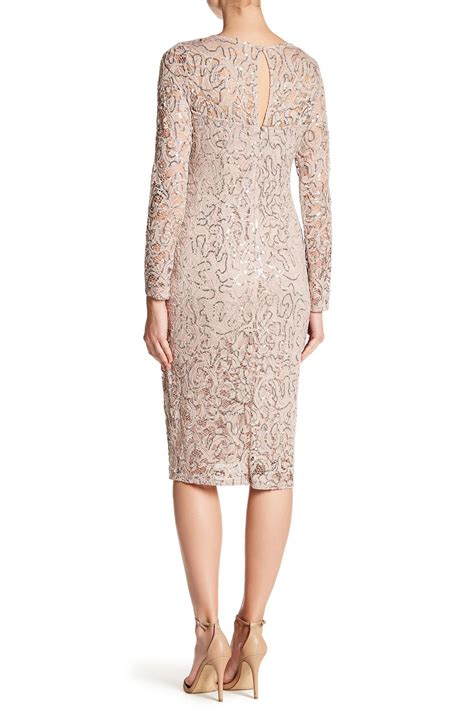 Marina Sequined Long Sleeve Lace Dress Nordstrom Rack