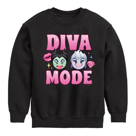 Disney Emoji Diva Mode Toddler And Youth Crewneck Fleece Sweatshirt