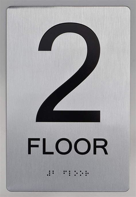 2nd Floor Sign Aluminium Brush Silversize 6x9 The Sensation Line