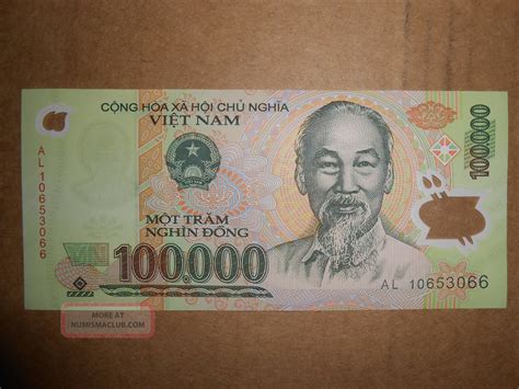 One Vietnam 100 000 Dong Banknote 100000 Dong Uncirculated Polymer