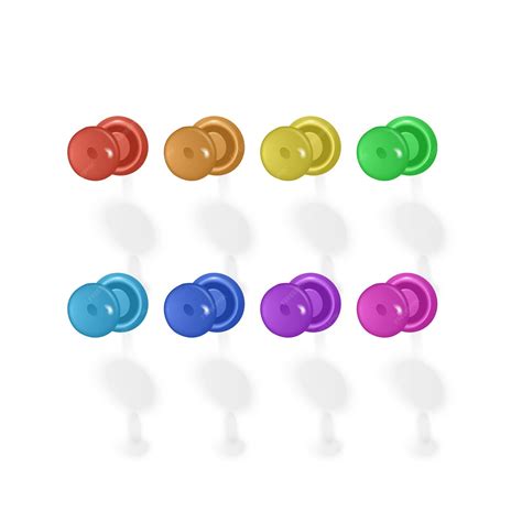 Premium Vector Set Of Push Pins In Different Colors Thumbtacks Top