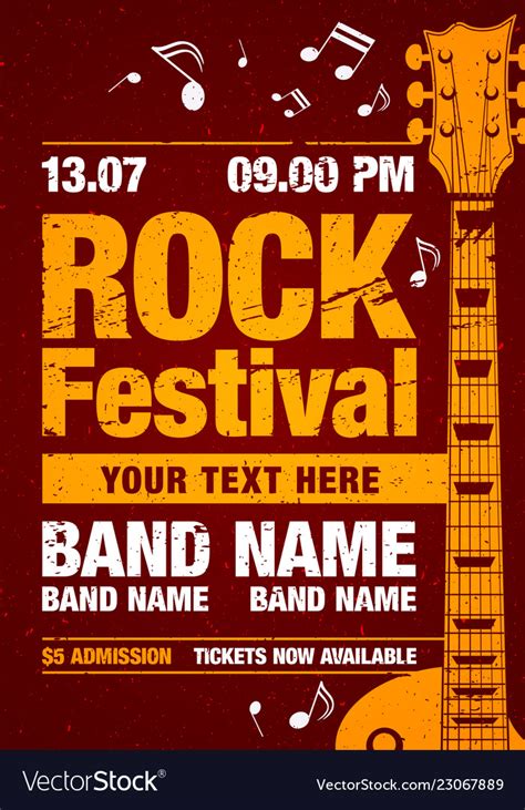 Rock Concert Retro Poster Design Template Vector Image