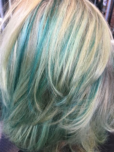 The Teal Semi Permanent And Blonde On Blonde Highlights Teal Hair