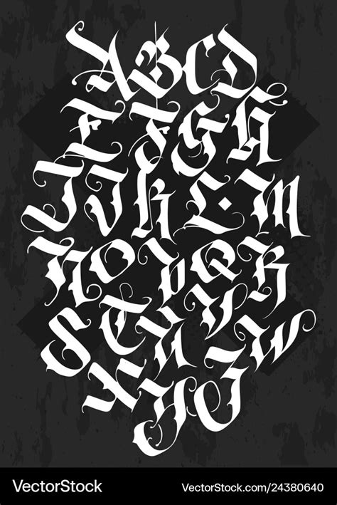 Full Alphabet In The Gothic Style Royalty Free Vector Image