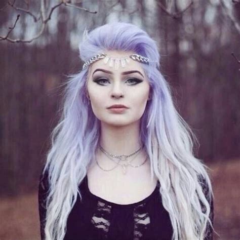 Pretty Hipster White And Light Purple Hair Image