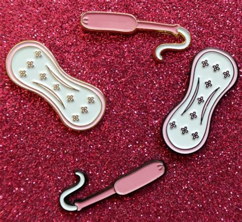 A Set Of Pins That Are Awesome Period Feminist Pins Jacket Pins Pins