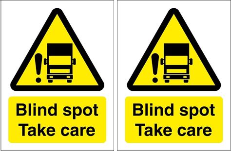 Set Of 2 Blind Spot Take Care Signs 150mm X 200mm Self Adhesive