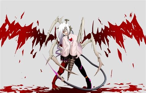 Обои девушка кровь механизм крылья аниме арт кости нитки шрамы картинки на рабочий стол