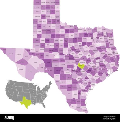 Los condados del estado de Texas mapean con límites y nombres El
