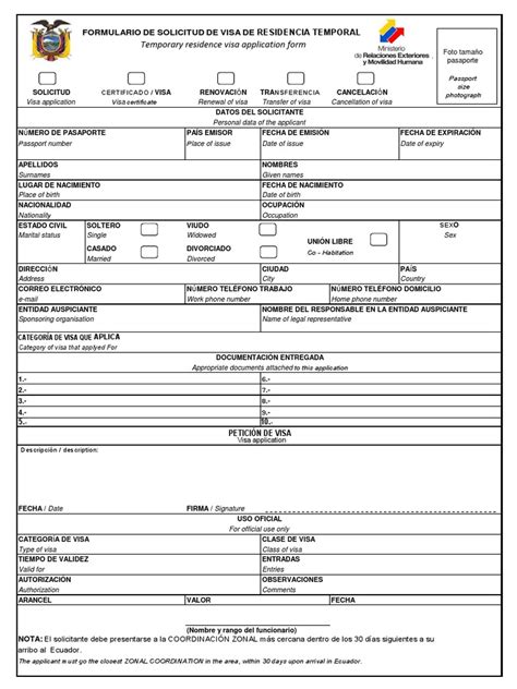 Formulario De Solicitud De Residencia Temporal Rt Gobierno Y