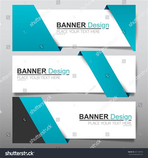 Collection Blue Ribbon Horizontal Business Banner Stock Vector