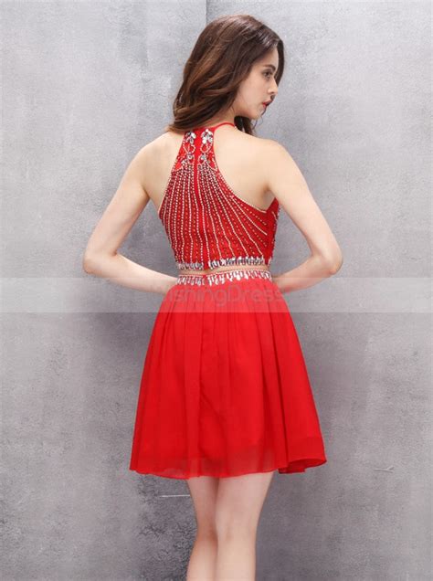 Red Homecoming Dresses Two Piece Homecoming Dress Short Homecoming Dre Wishingdress