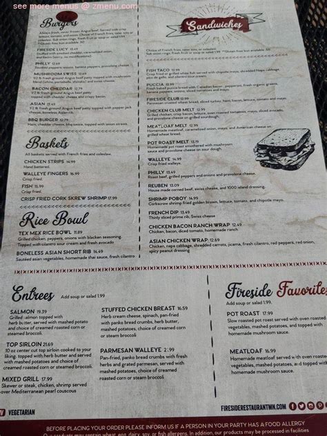 Online Menu Of Fireside Restaurant Rosemount Minnesota Zmenu