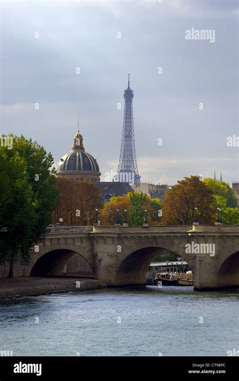 Eiffel Tower And Quay Seine River Paris France Stock Photo Alamy