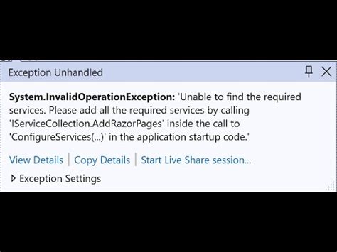 System InvalidOperationException IServiceCollection AddRazorPages