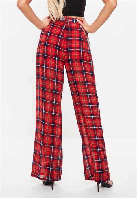 Plaid Pants With Chain