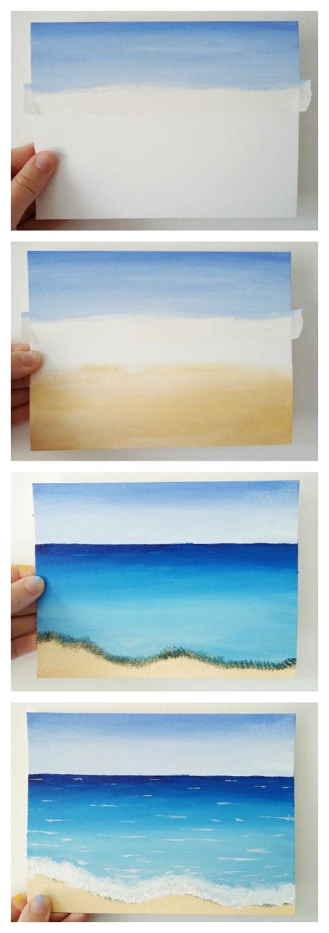 How to paint a super colorful and bright sunset with a reflection! How To Paint A Simple Beach Scene With Acrylics - Birch ...