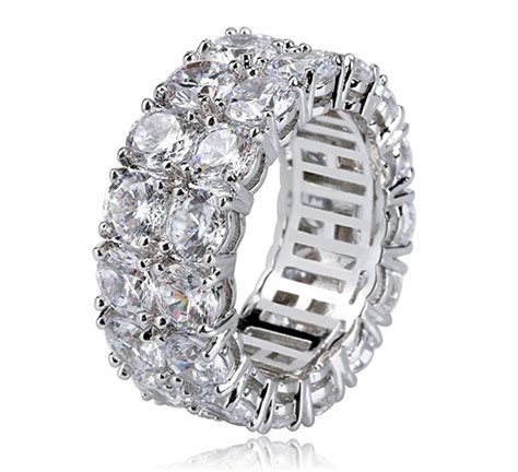 Tennis Ring Solitaire Simulated Diamond Ring Hip Hop Jewelry Iced Out