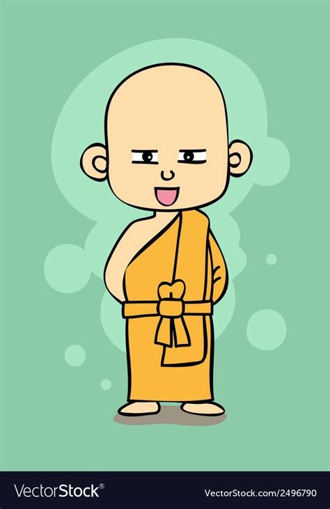 Thai Buddhist Monk Cartoon Style Royalty Free Vector Image