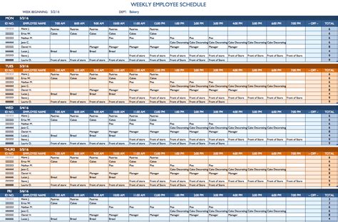 Weekly Employee Schedule Template Excel Printable Schedule Template