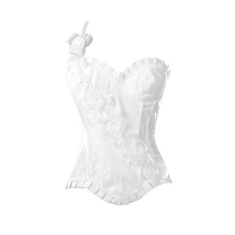 White Corset With Floral Design Liked On Polyvore Featuring Corset