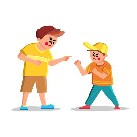 Premium Vector Argue Boy Screaming With Angry Friend Kid Vector