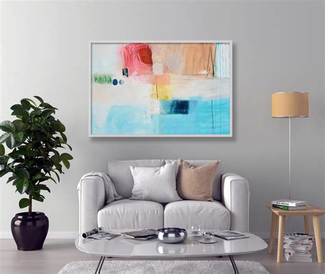 Horizontal Abstract Painting Seascape Wall Art Large Modern Art Giclee