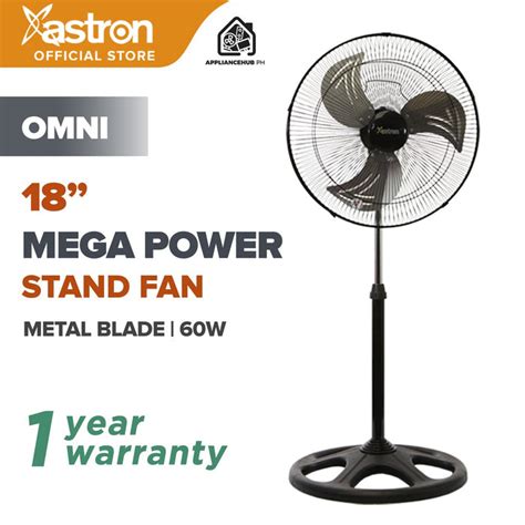 Astron Omni Industrial Stand Fan With 18 Metal Blade Black Electric