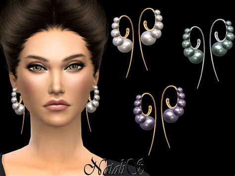 The Sims Resource Nataliscurved Ear Wire Pearls Earrings