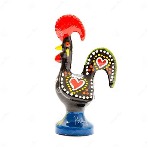 Rooster Of Barcelos Souvenire On White Background Studio Photo Stock