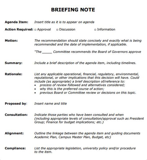 Briefing Note Template 92d