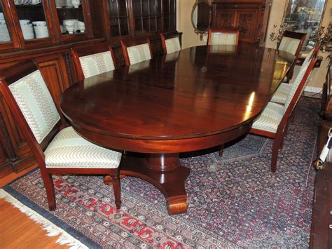 Stunning Antique 19th Century Round Oval Empire Mahogany Dining Table