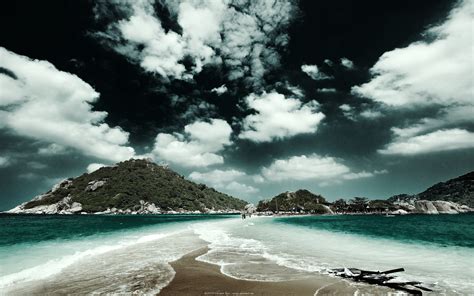 Wallpaper Landscape Sea Bay Rock Nature Shore Sky Clouds