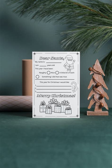 Letter To Santa Coloring Page Santa Letter Letter To Santa Etsy