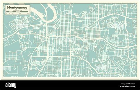 Montgomery Alabama Usa City Map In Retro Style Outline Map Vector