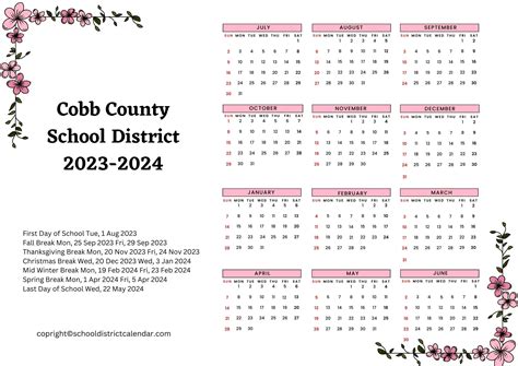 Cobb County School District Calendar Holidays 2023 2024