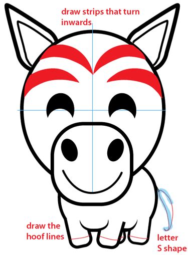 Cartoon zebra step by step drawing lesson. How to Draw a Cartoon Zebra with Easy Steps Lesson for ...