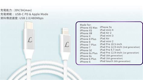 Ltnlab Mfi認證type C 轉 Lightning Iphone 快速充電數據線 15m 附 Usb 30 轉 Type C 轉