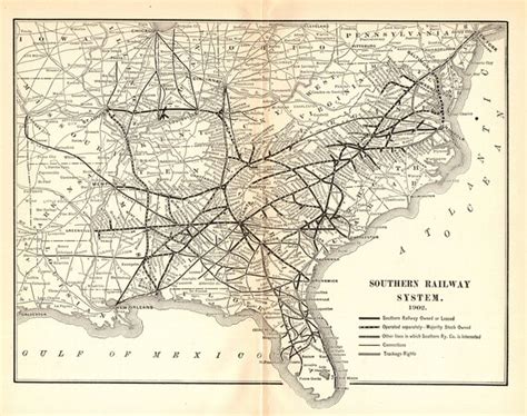 1902 Antique Southern Railway System Map Southern Railway Map Etsy