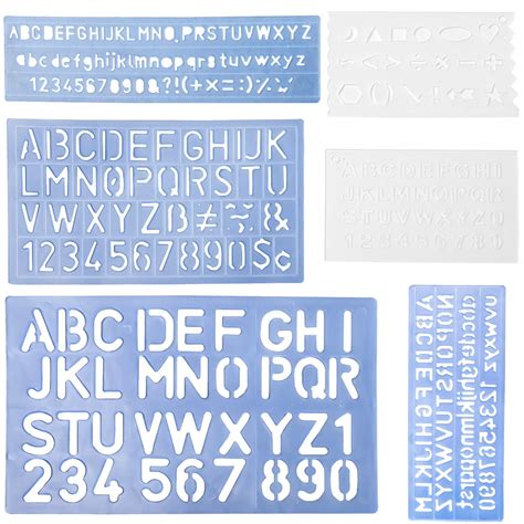 Buy 6 Piece Plastic Letter Stencil Alphabet Stencils Ruler Sets Drawing