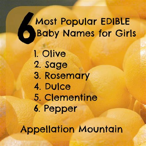 Edible Baby Names 6 Most Popular Appellation Mountain