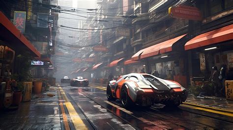 Premium Ai Image Cyberpunk Street Blade Runner Car Environment