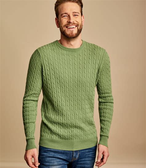 Pear Green Cashmere And Merino Cable Sweater Woolovers Us