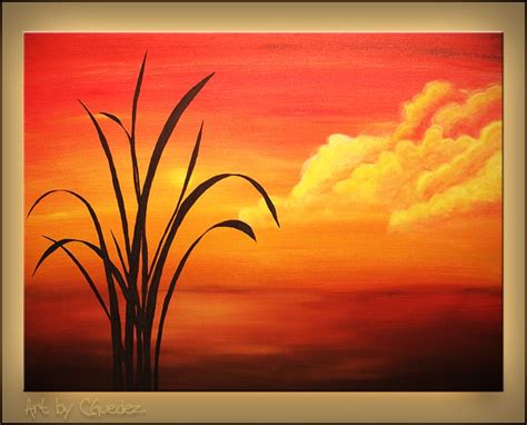 Sunset Palm Art Painting Gallery Simple Acrylic