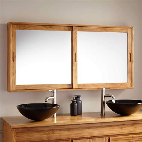 Bathroom Mirror Cabinets With Sliding Doors Large Solid Teak Medicine