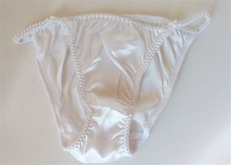 Silky Virgin White Satin String Bikini Panties Tanga Knickers Medium 1214 Ebay