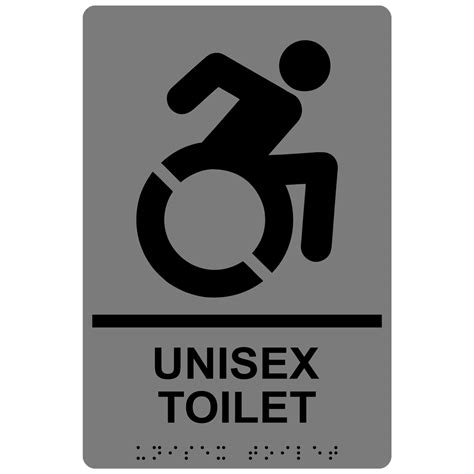 Portrait Unisex Toilet Braille Sign Rre 14851rblkongray