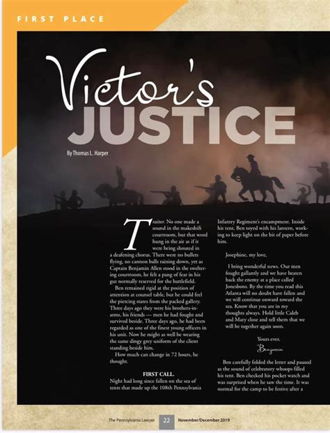 Thomas Harpers Victors Justice Featured In The Writs The Bucks Bar