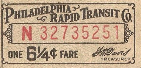 Vintage Philadelphia Rapid Transit Ticket Stub